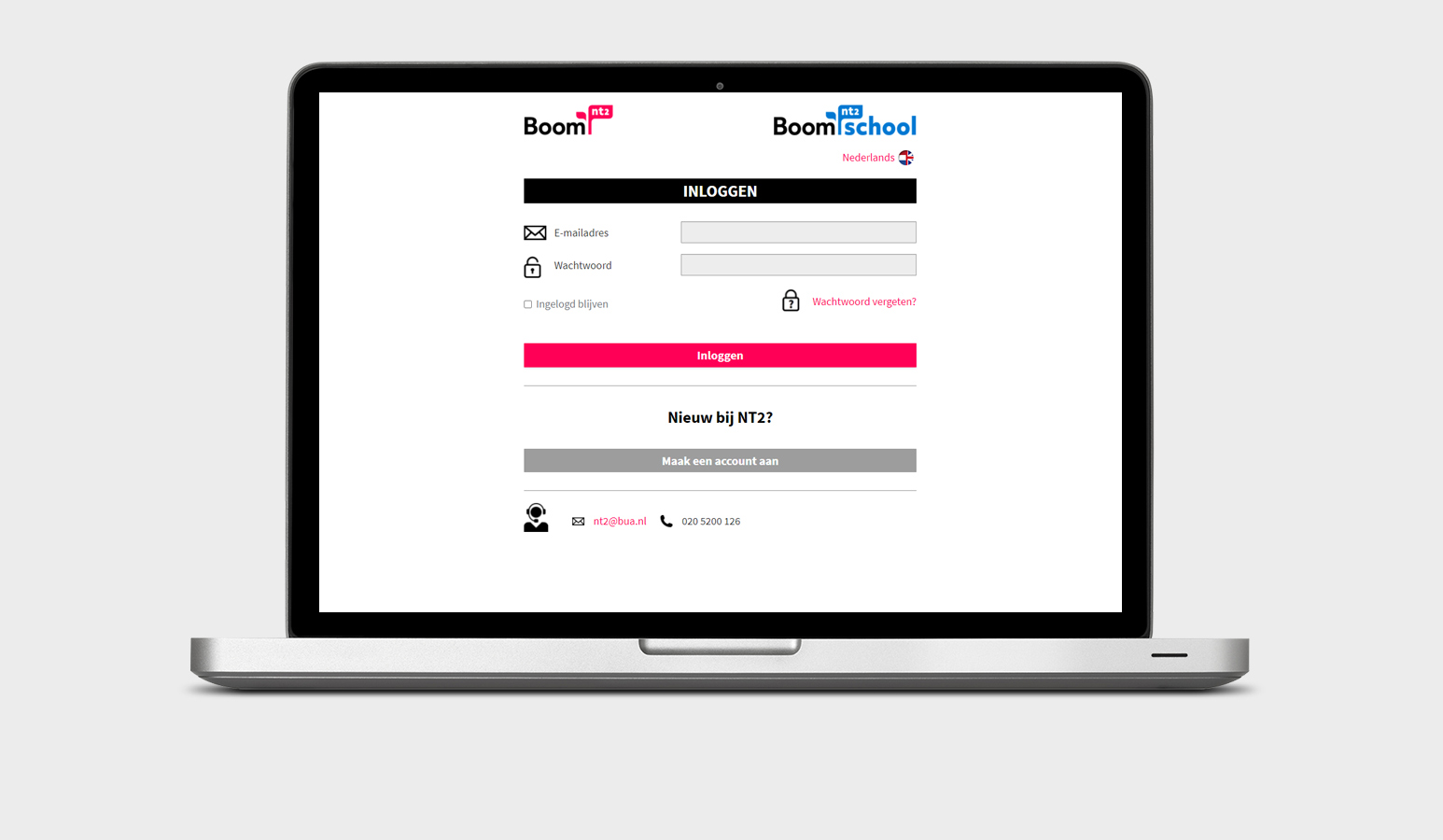 Je kunt eenvoudig inloggen op NT2School.nl en NT2.nl.