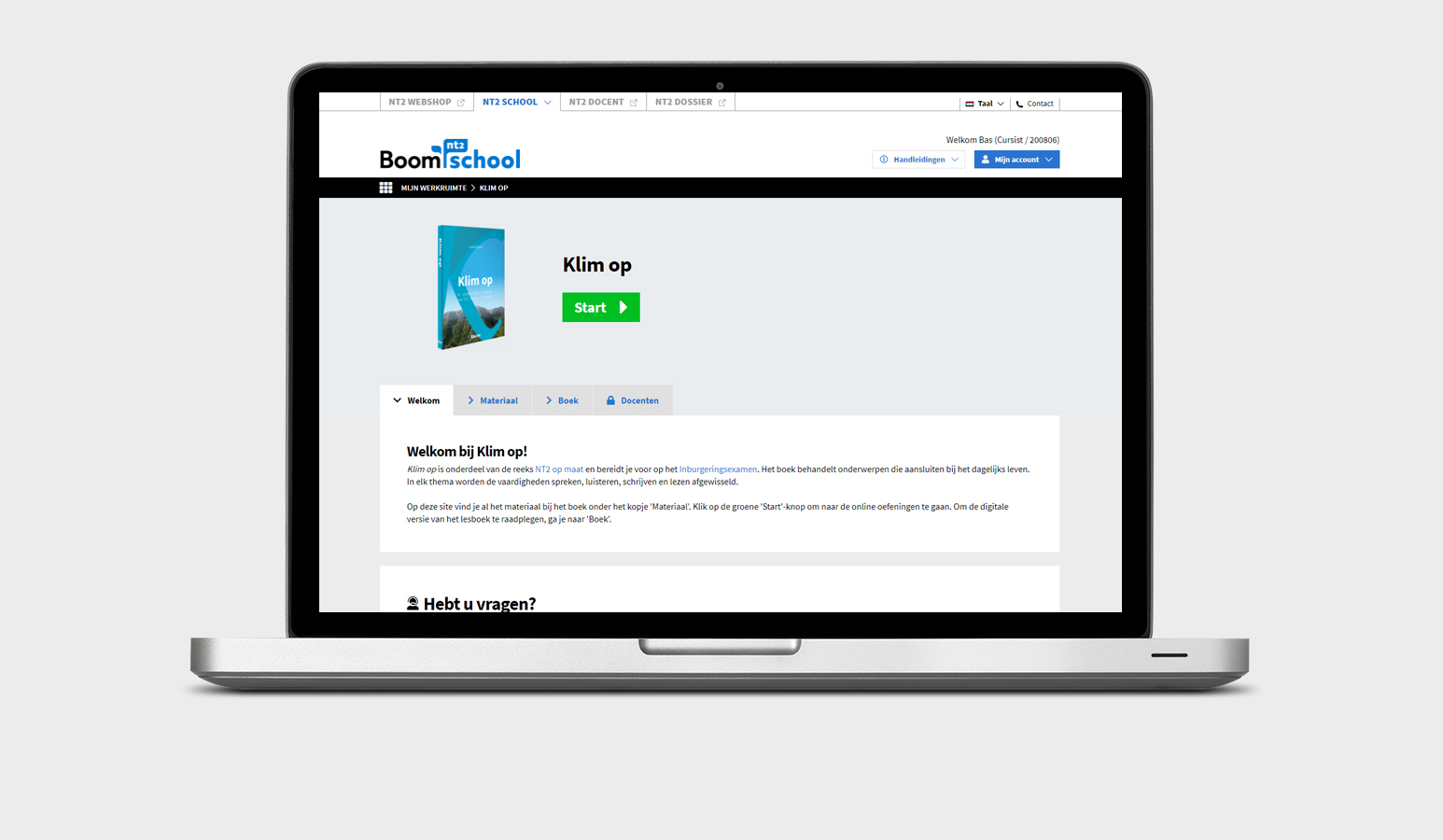 Je vindt informatie over je lesmateriaal en start eenvoudig je cursus.
